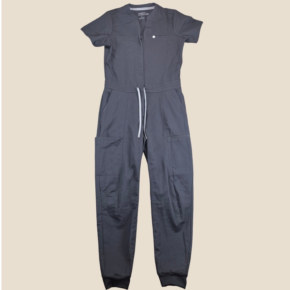 Fabletics Empower Scrub Jumpsuit Womens Medium Black Jogger Medical Coveralls
